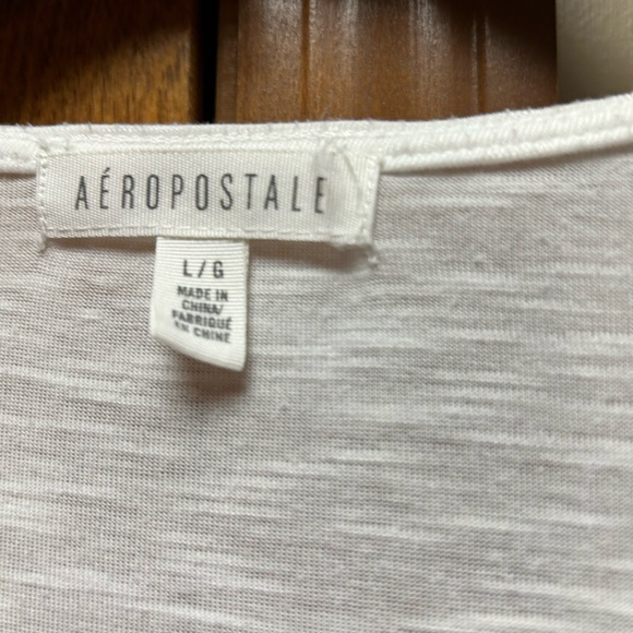 Aeropostale summer top white with orange trim. Used good condition no stains. - Picture 2 of 3